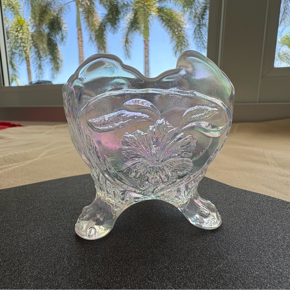 Vintage Imperial Glass candy dish, iridescent